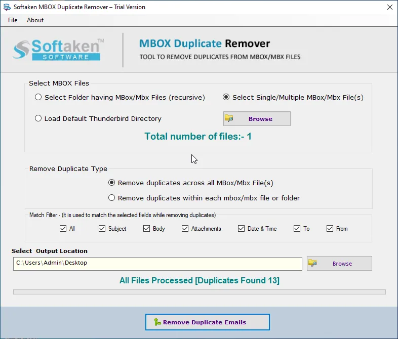 Softaken MBOX Duplicate Remover