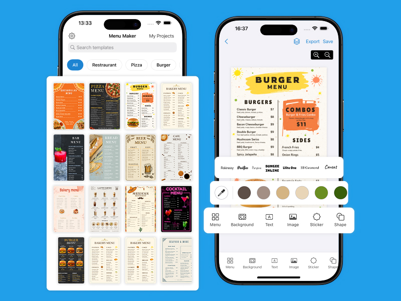 Menu Maker app
