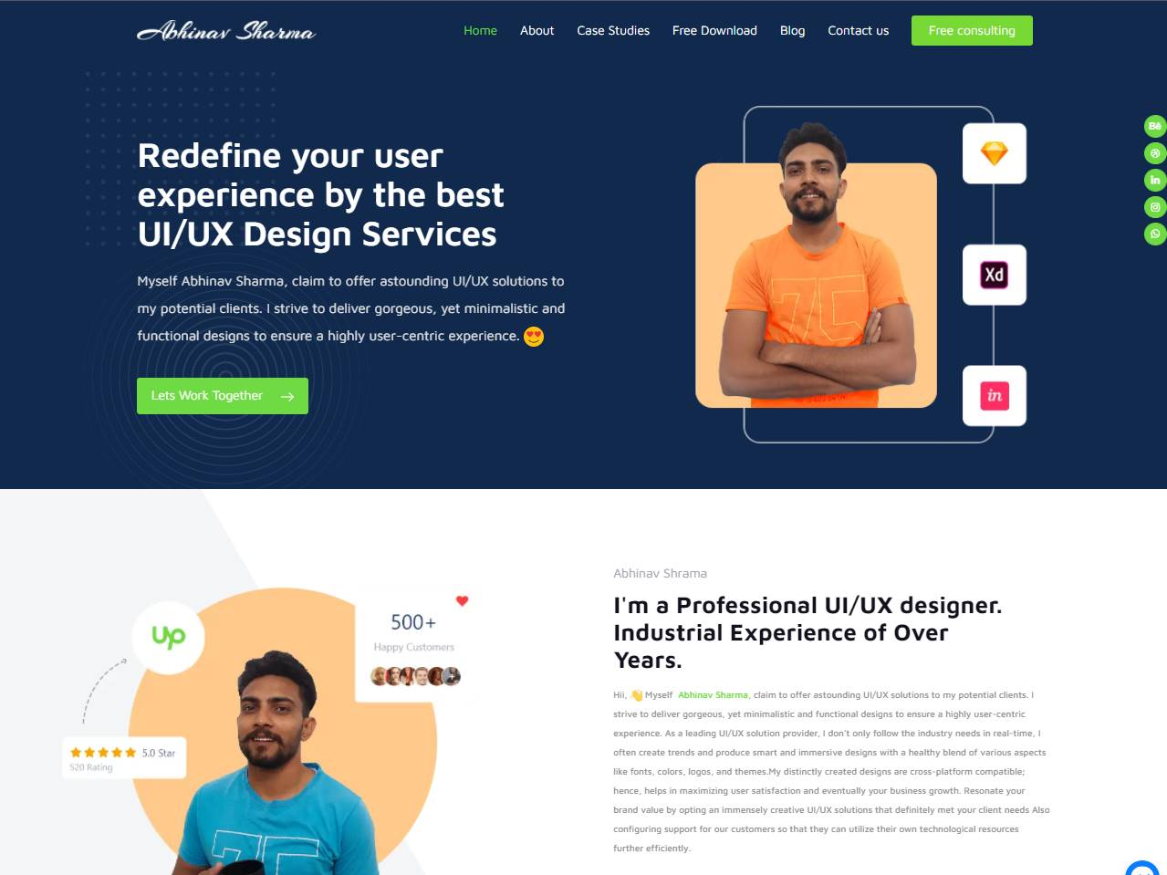 Screenshot of the Abhinav Sharma website