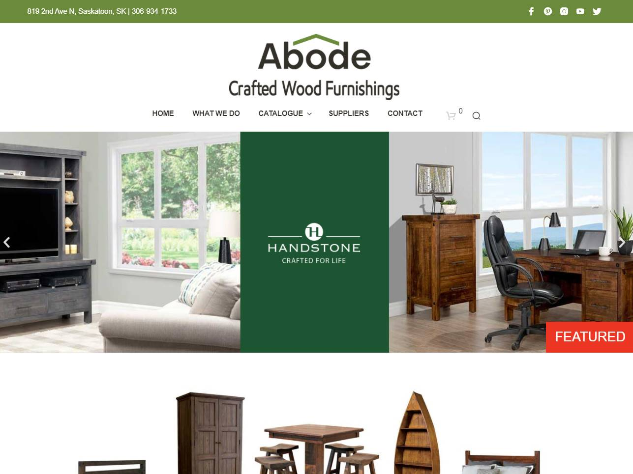 Screenshot of the Abode Crafted Wood Furnishings website