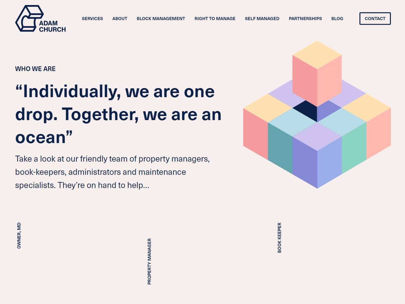 Screenshot of the About Adam Church website