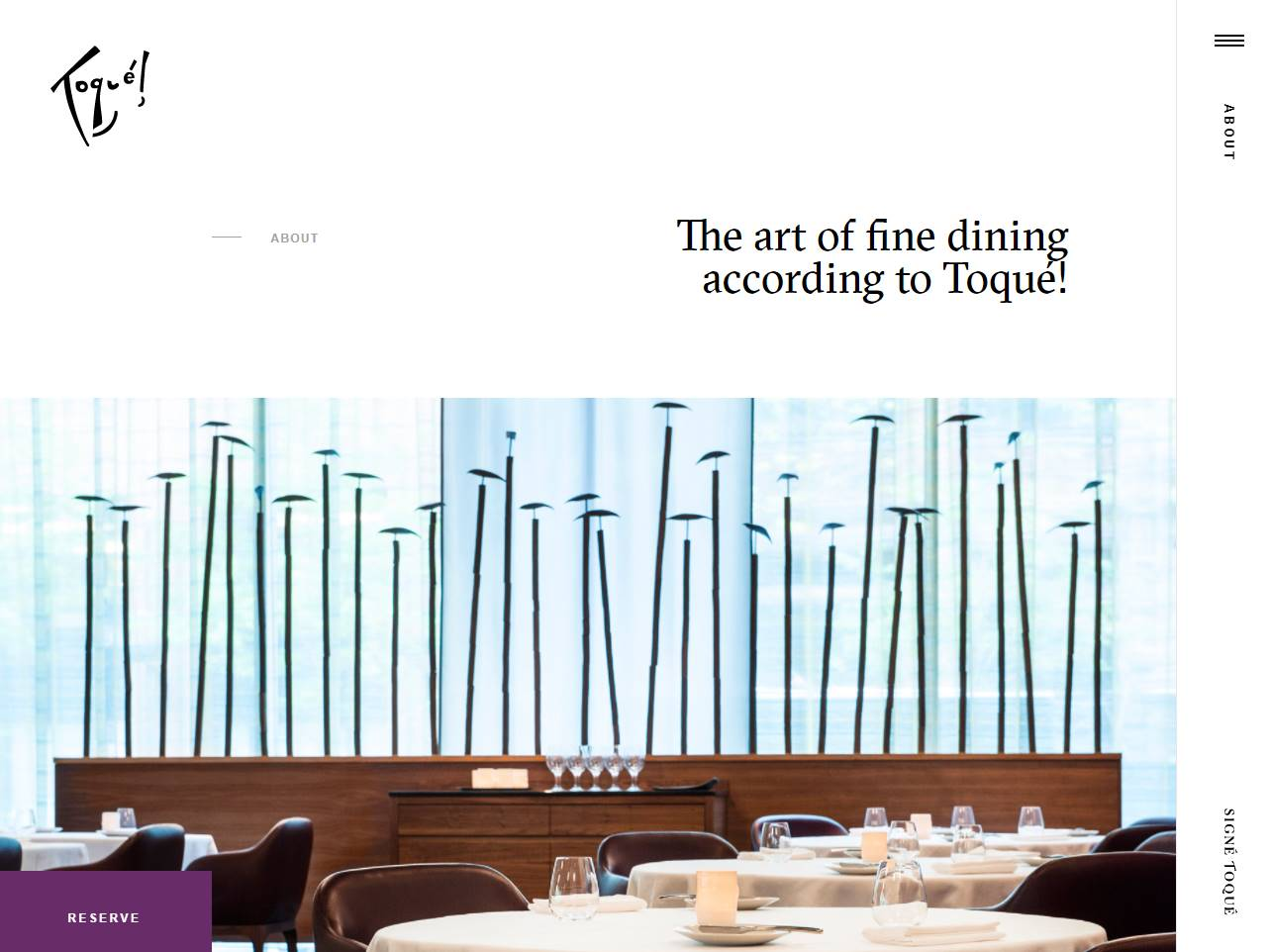 Screenshot of the About Toqué website