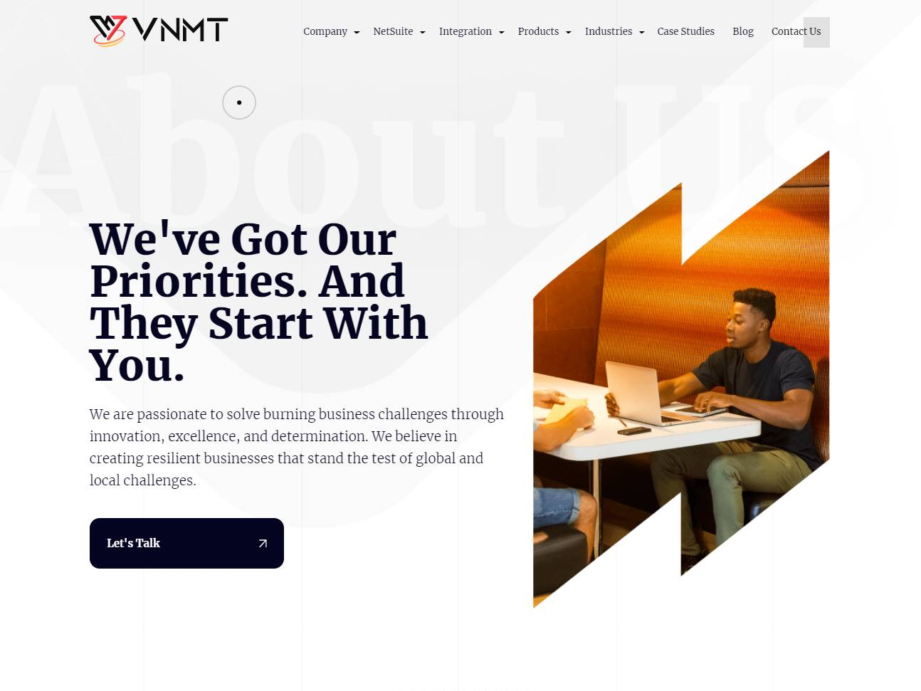 Screenshot of the About VNMT Solutions website