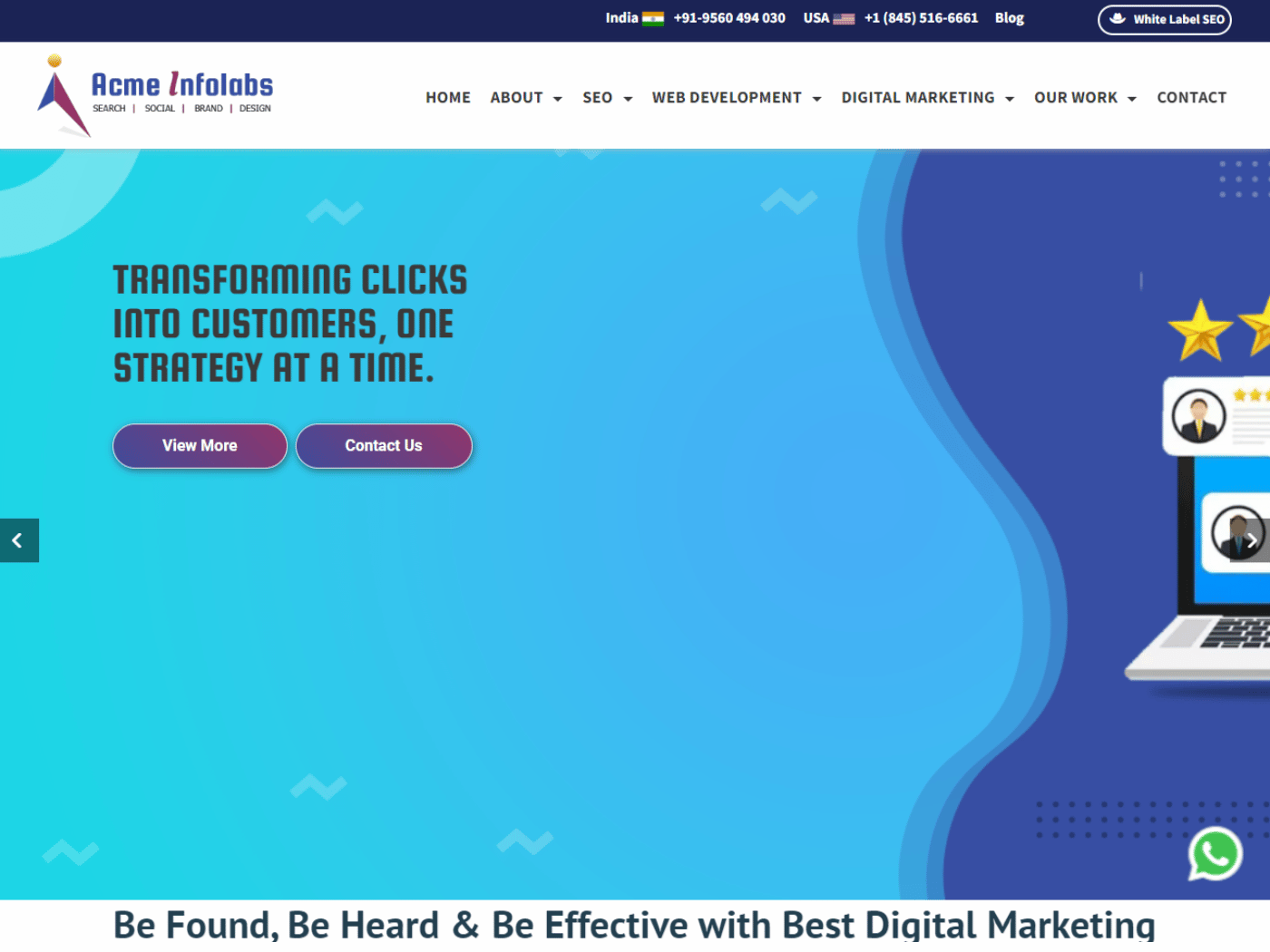 Screenshot of the Acme Infolabs website