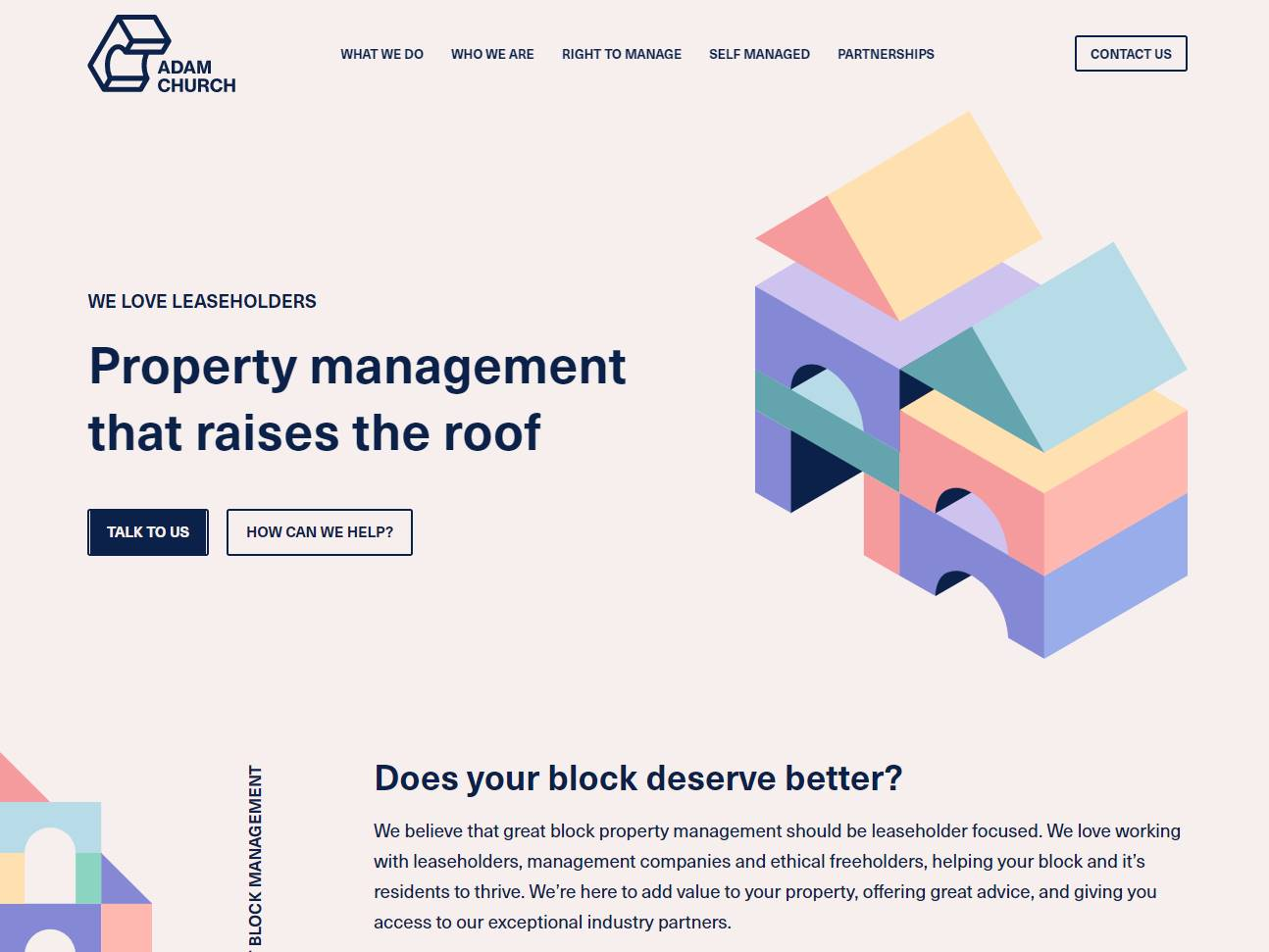 Screenshot of the Adam Church website
