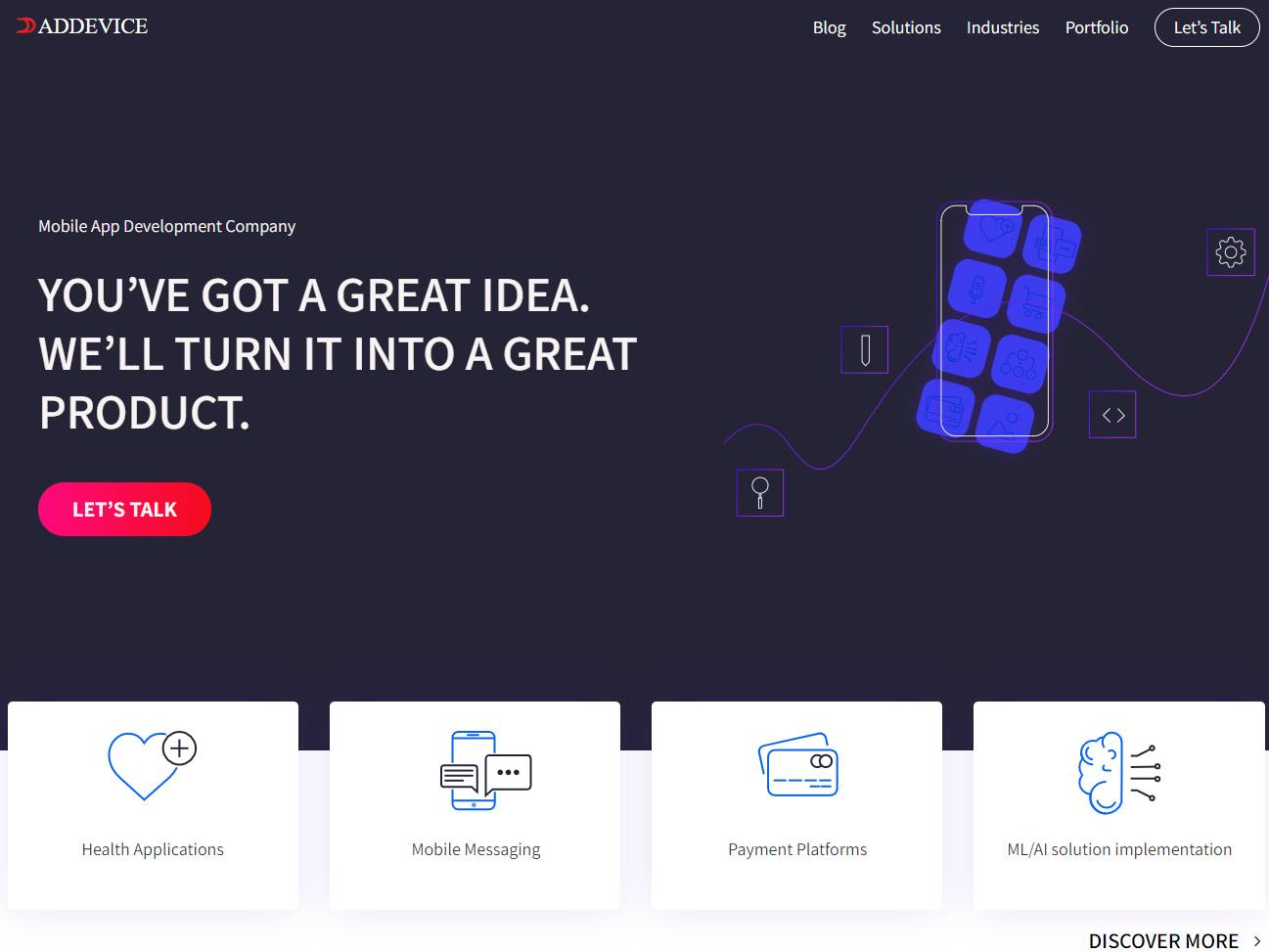 Screenshot of the Addevice website