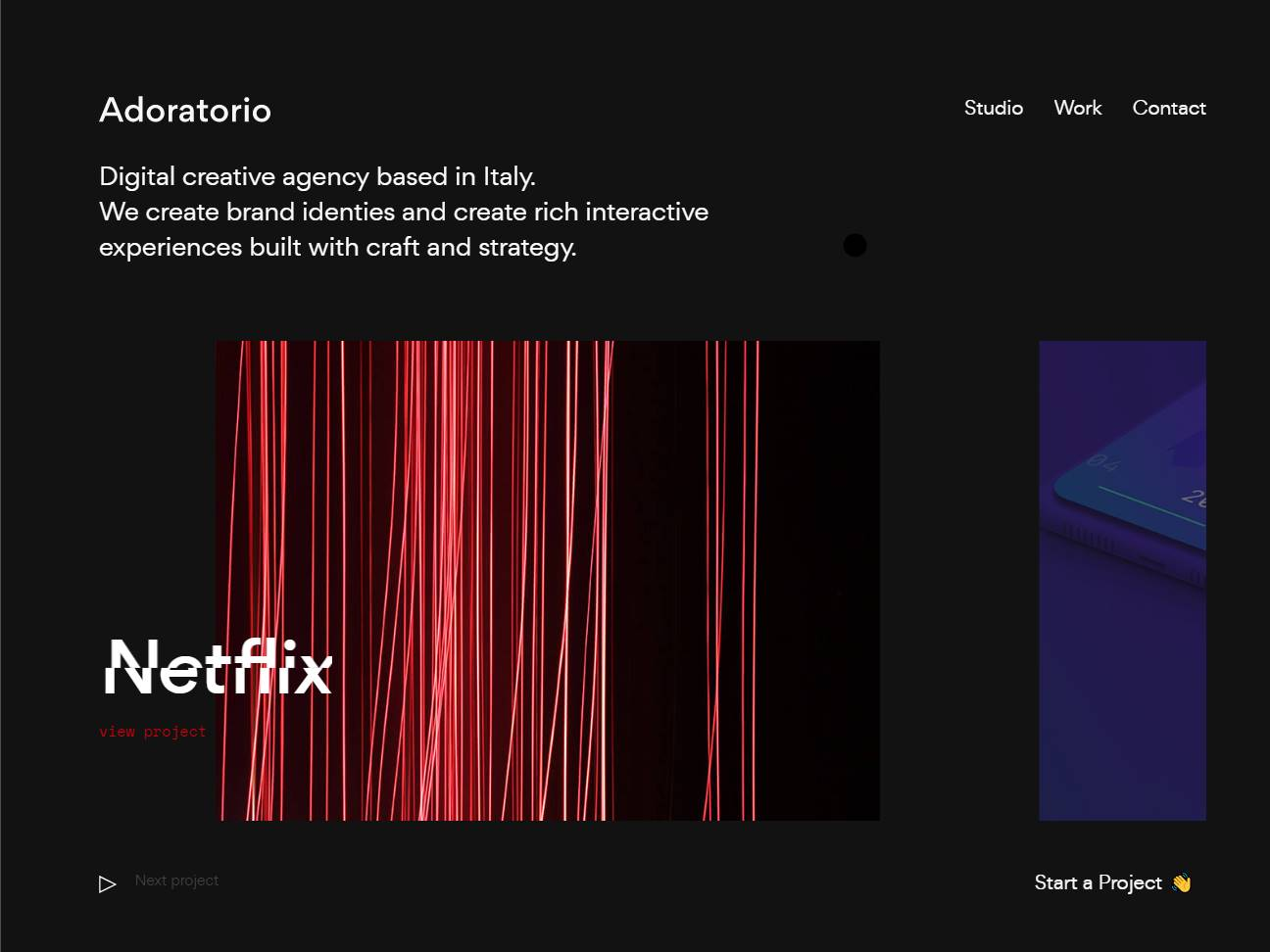 Screenshot of the Adoratorio Creative website