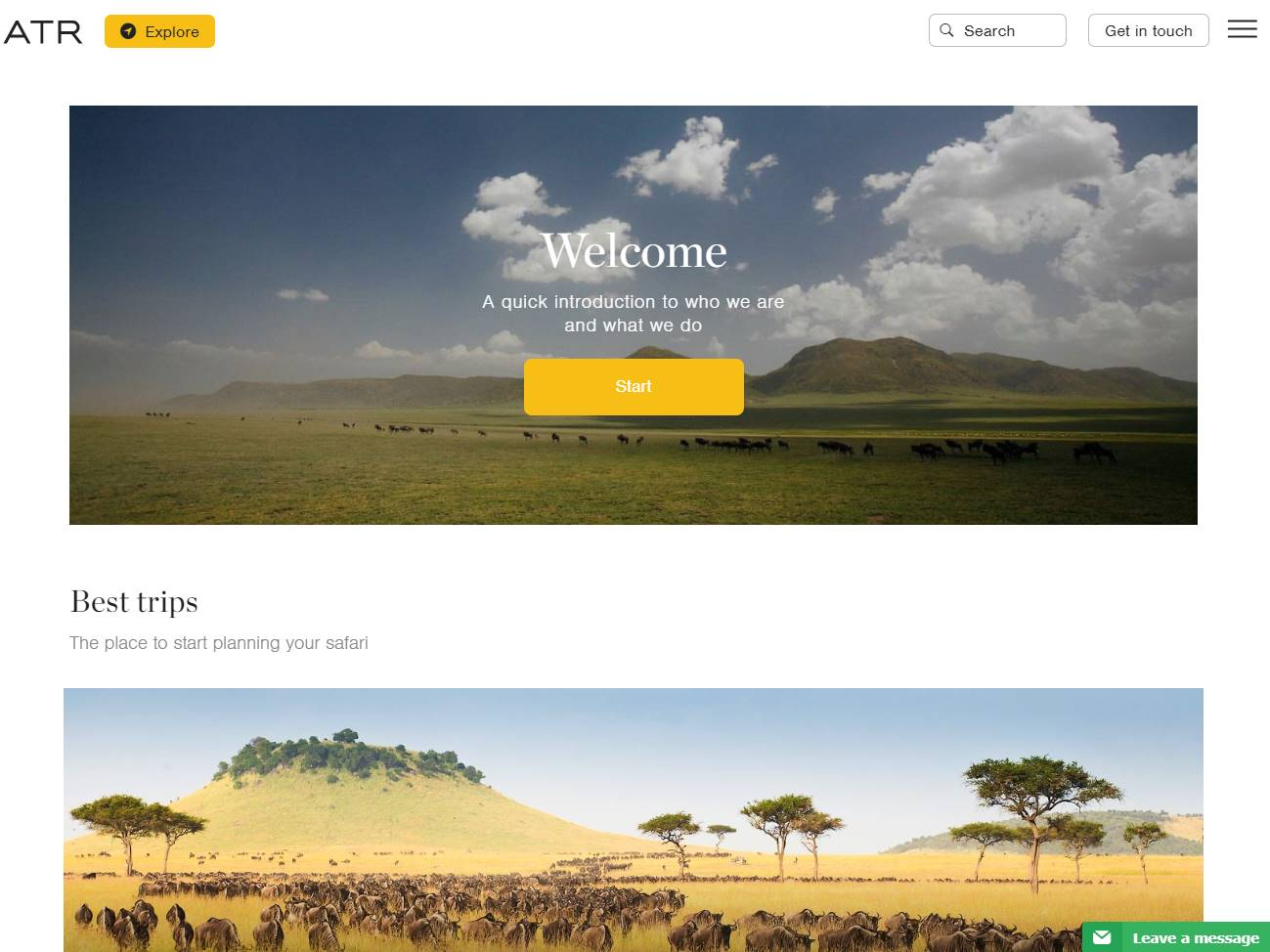 Screenshot of the Africa Travel Resource website
