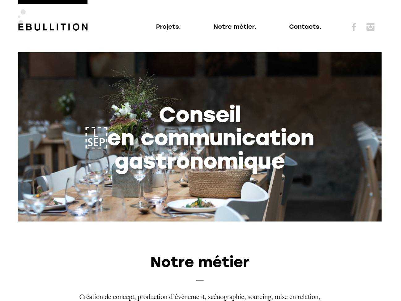 Screenshot of the Agence Ebullition website