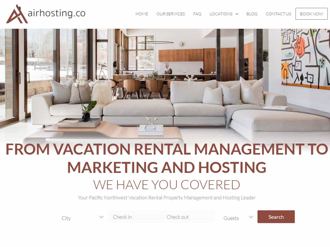 Screenshot of the AirHosting website