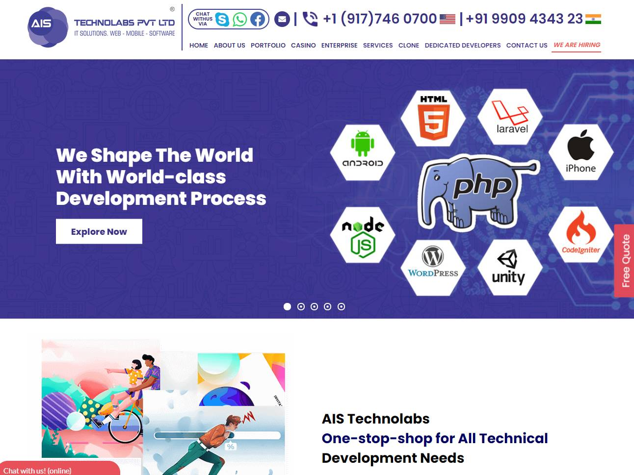 Screenshot of the AIS Technolabs website