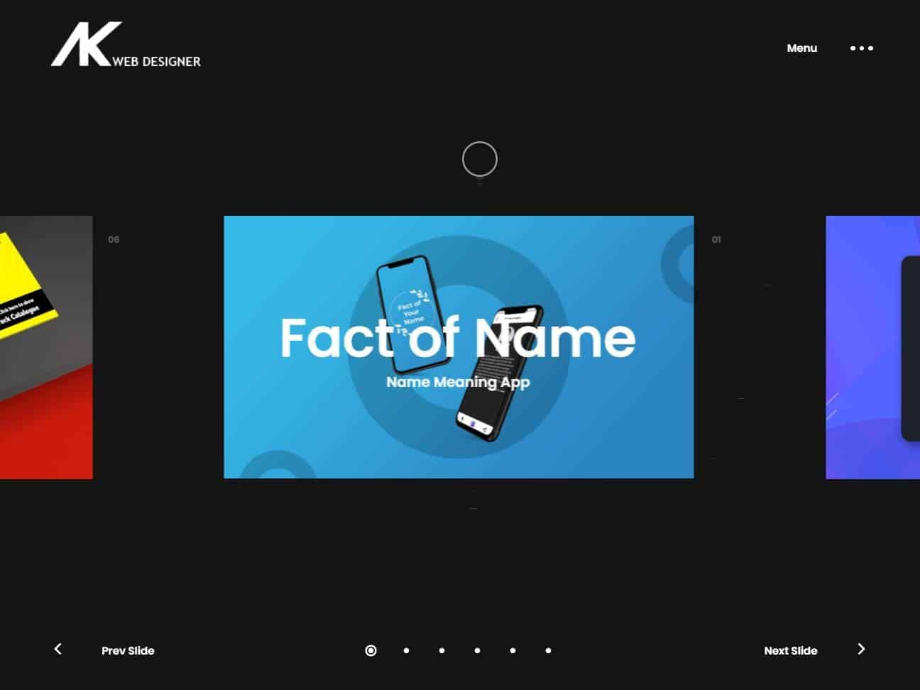 Screenshot of the AK Web Designer website