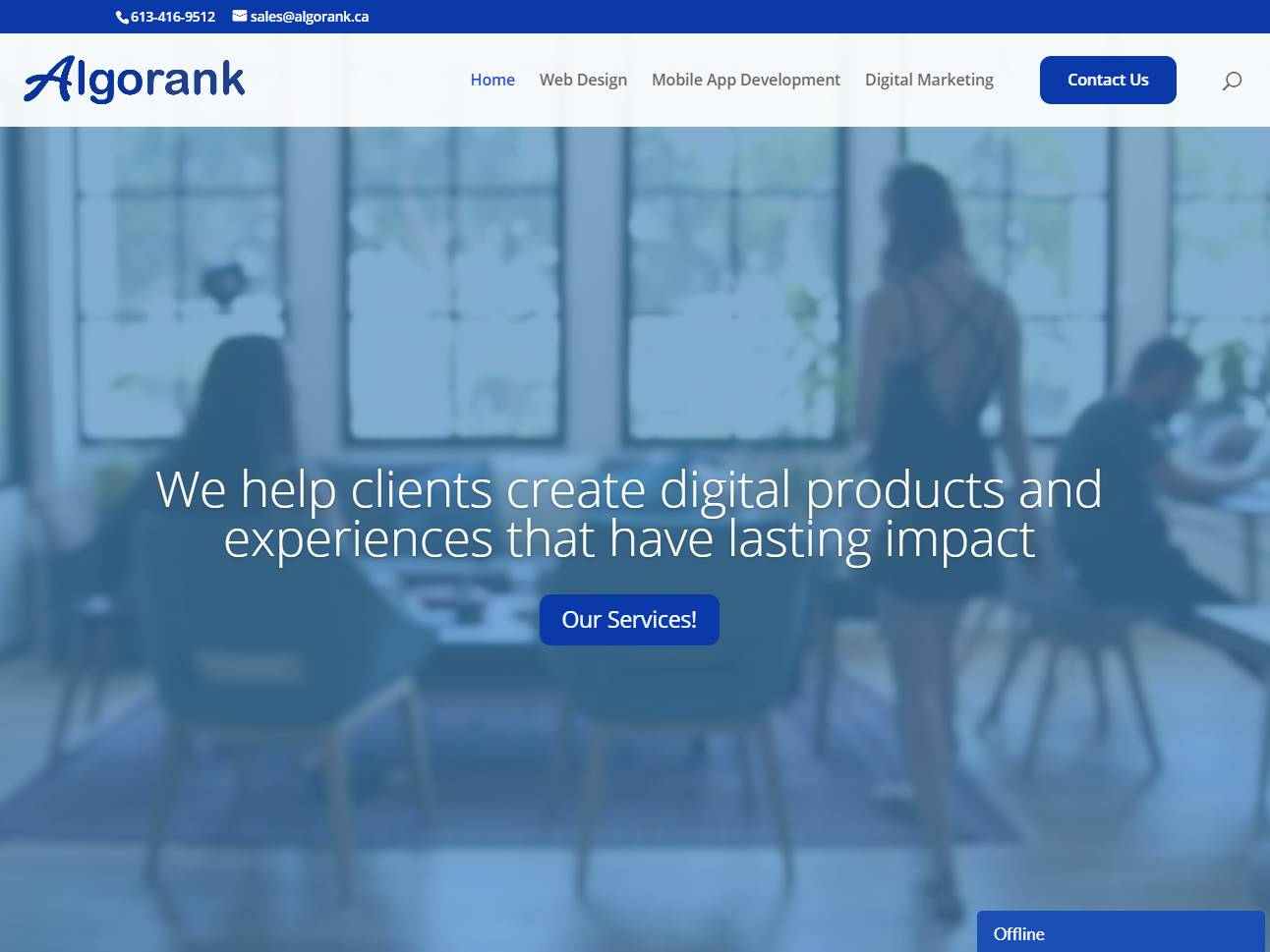 Screenshot of the Algorank website