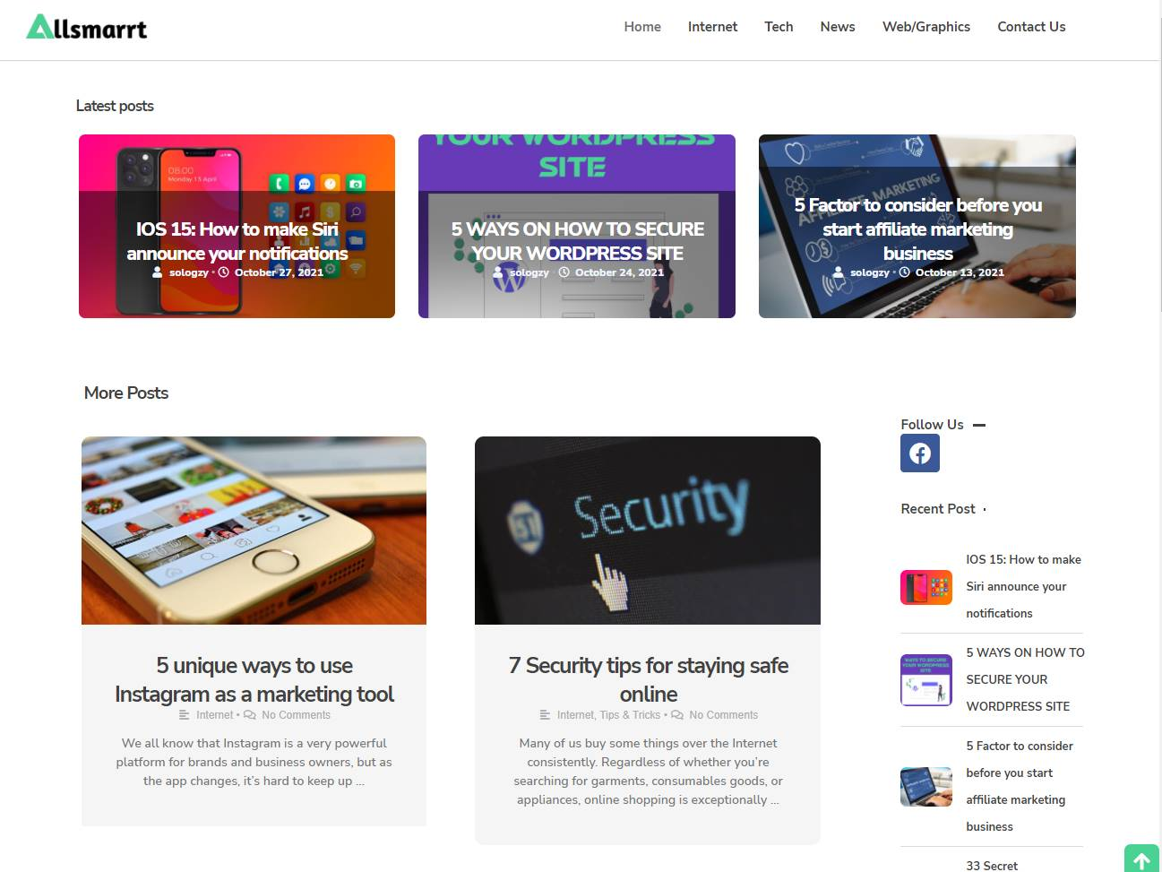 Screenshot of the Allsmarrt website
