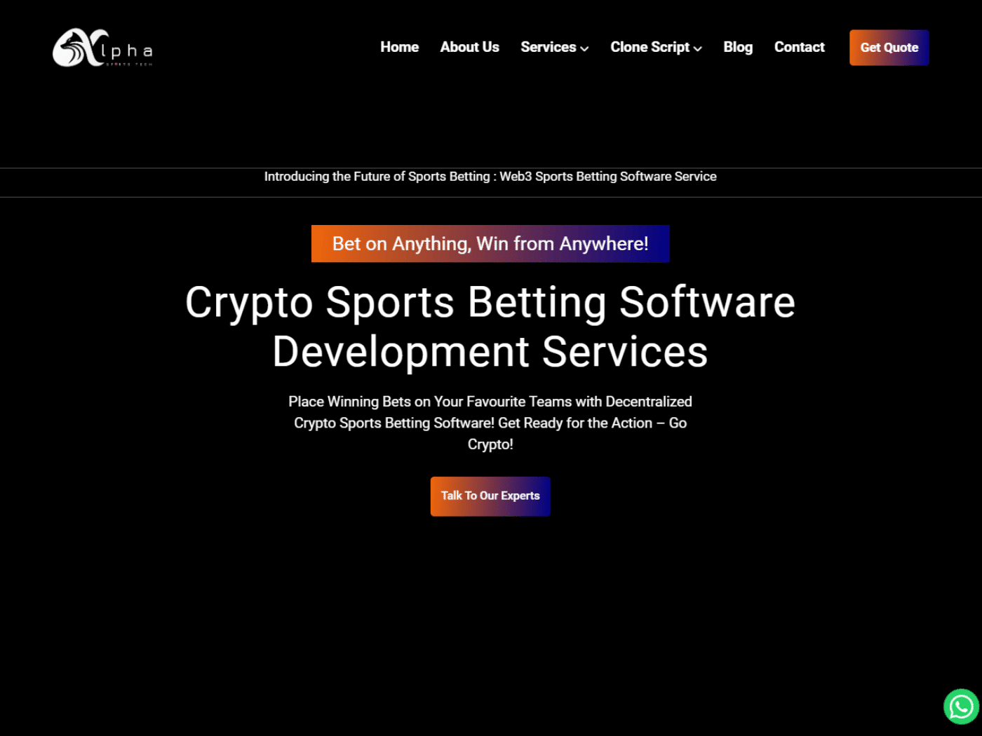 Screenshot of the Alphasports Tech website