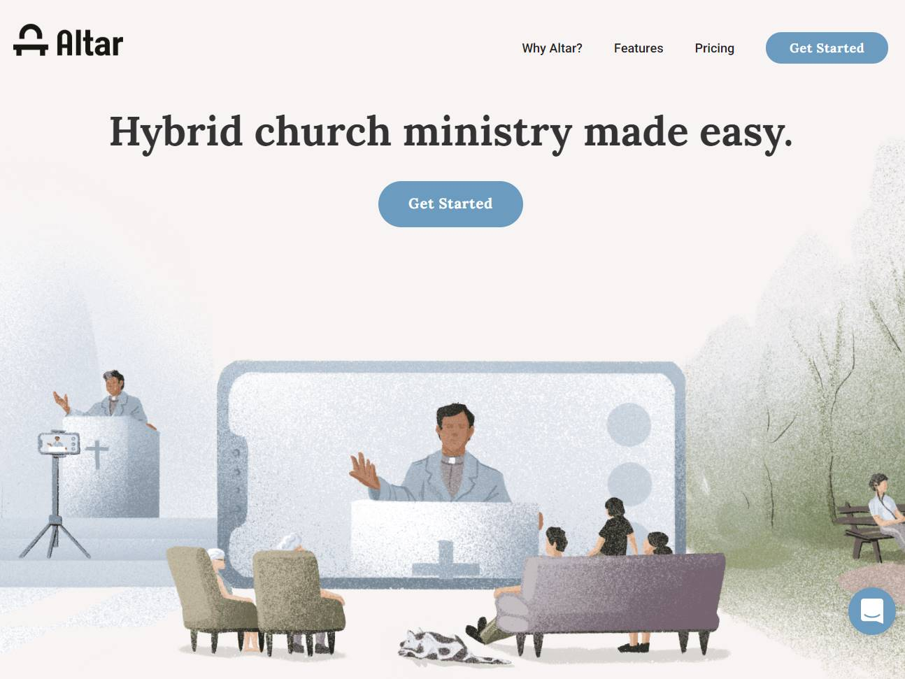Screenshot of the Altar Live website