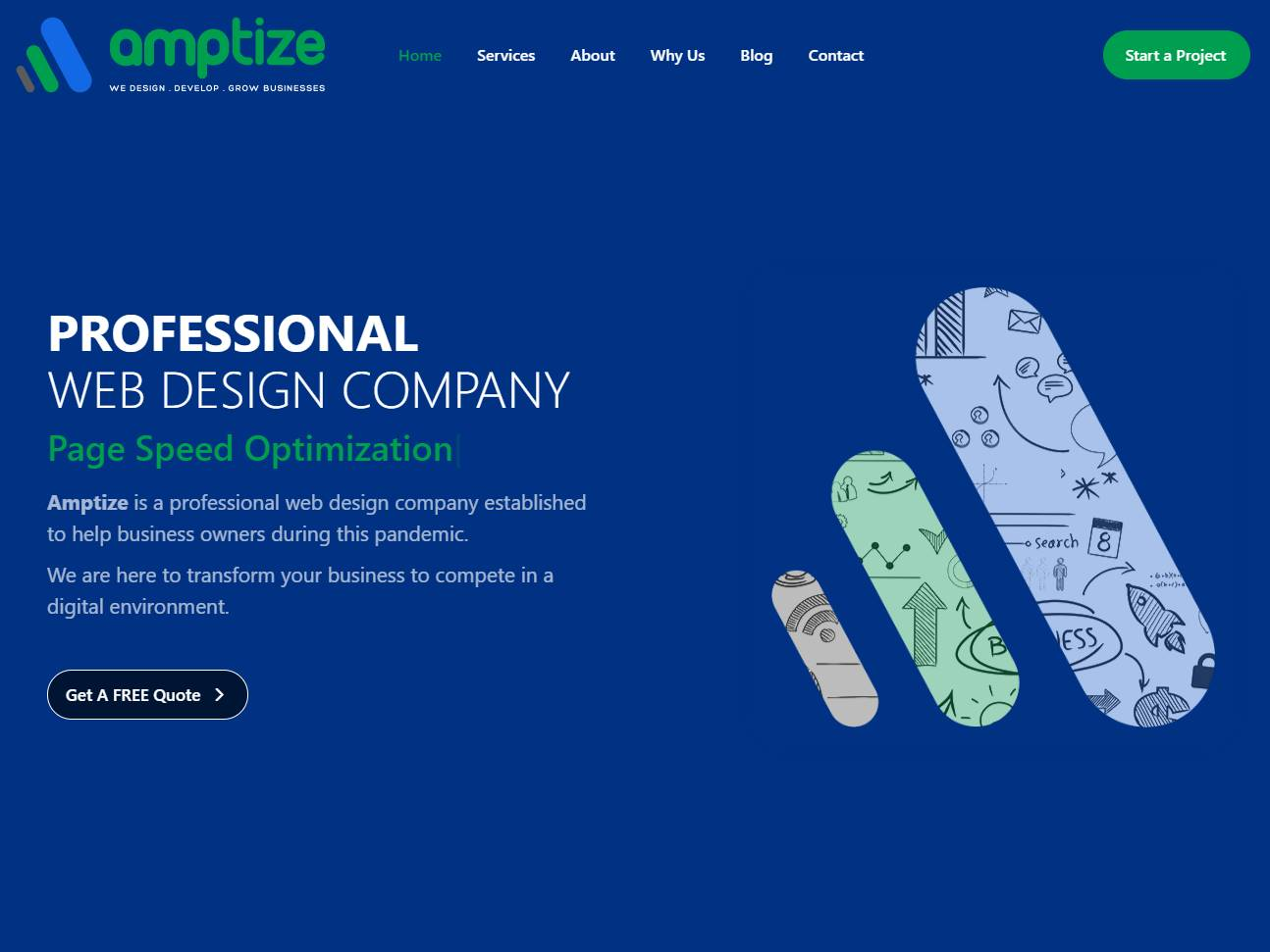 Screenshot of the Amptize website