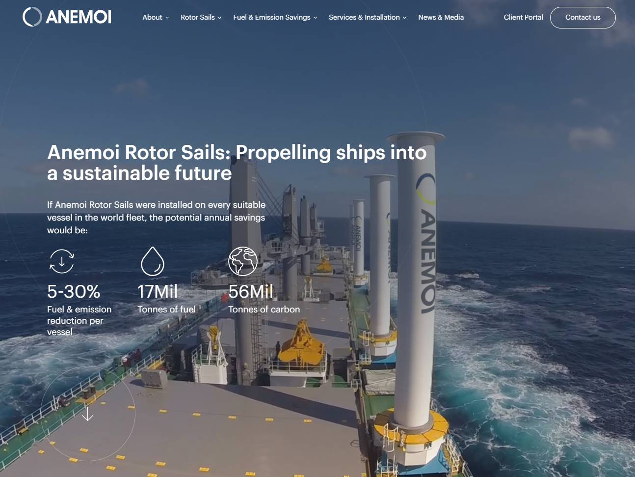 Screenshot of the Anemoi Marine website