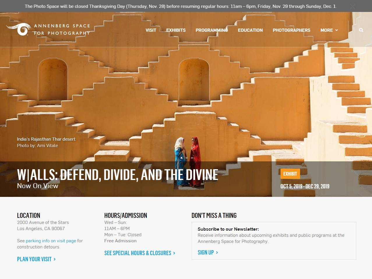Screenshot of the Annenberg Space for Photography website