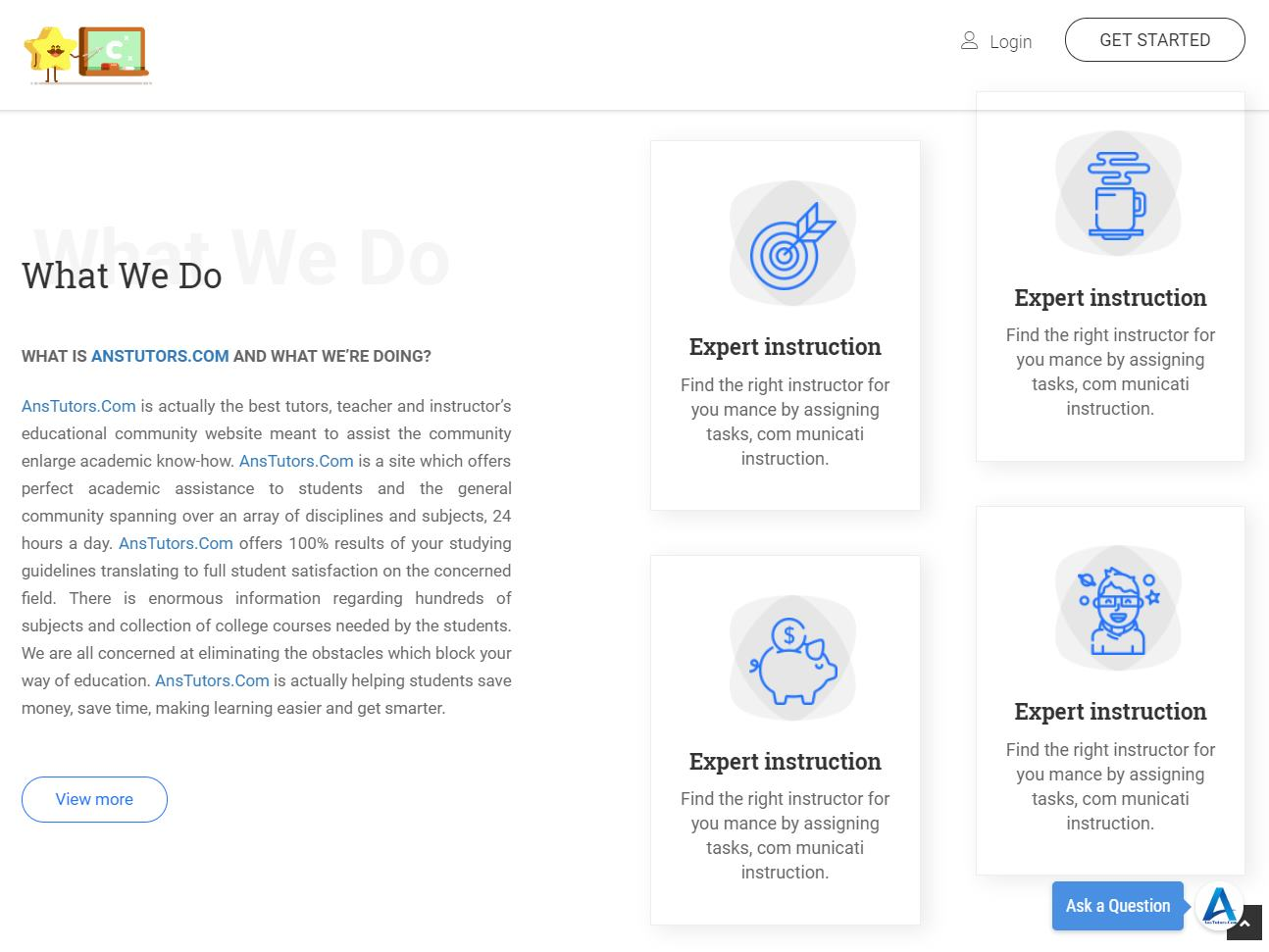 Screenshot of the AnsTutors website