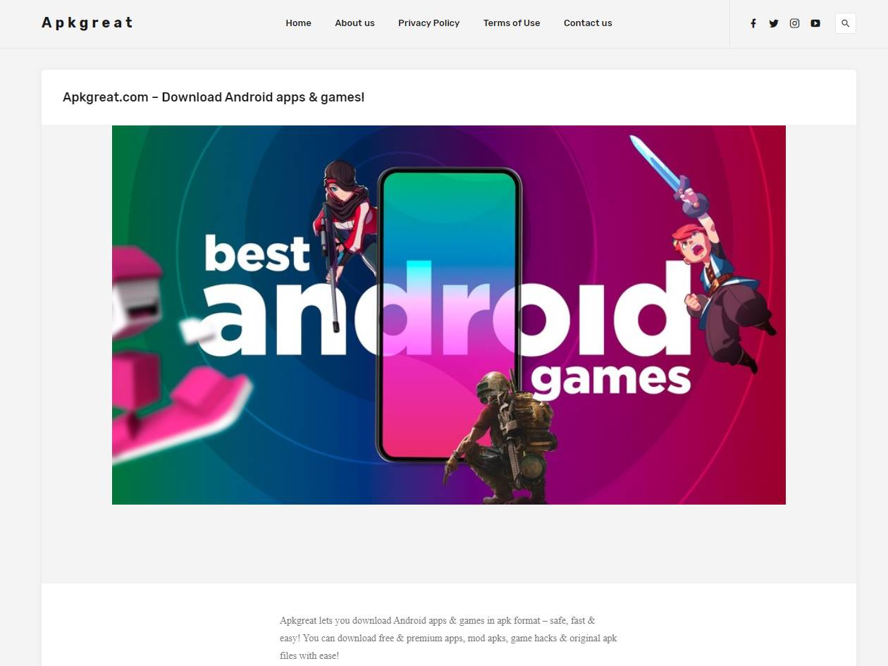 Screenshot of the Apkgreat website