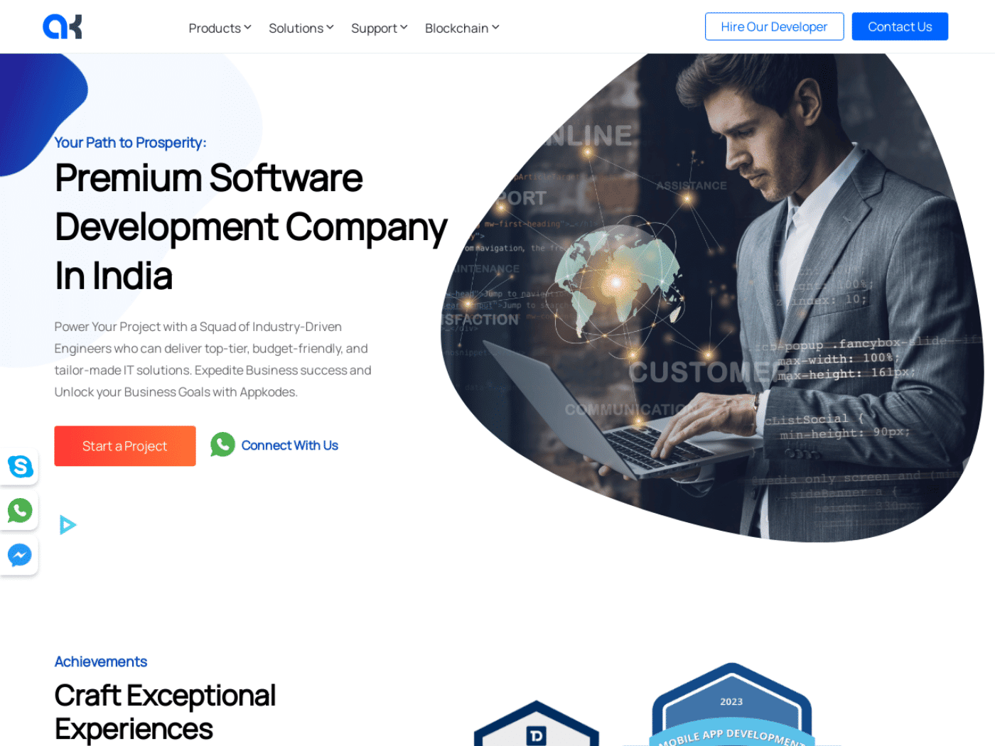 Screenshot of the Appkodes website