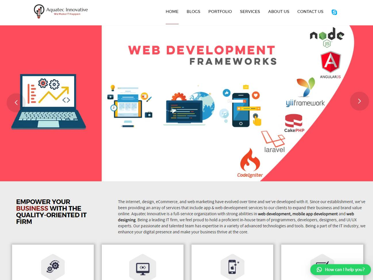 Screenshot of the Aquatec Innovative website