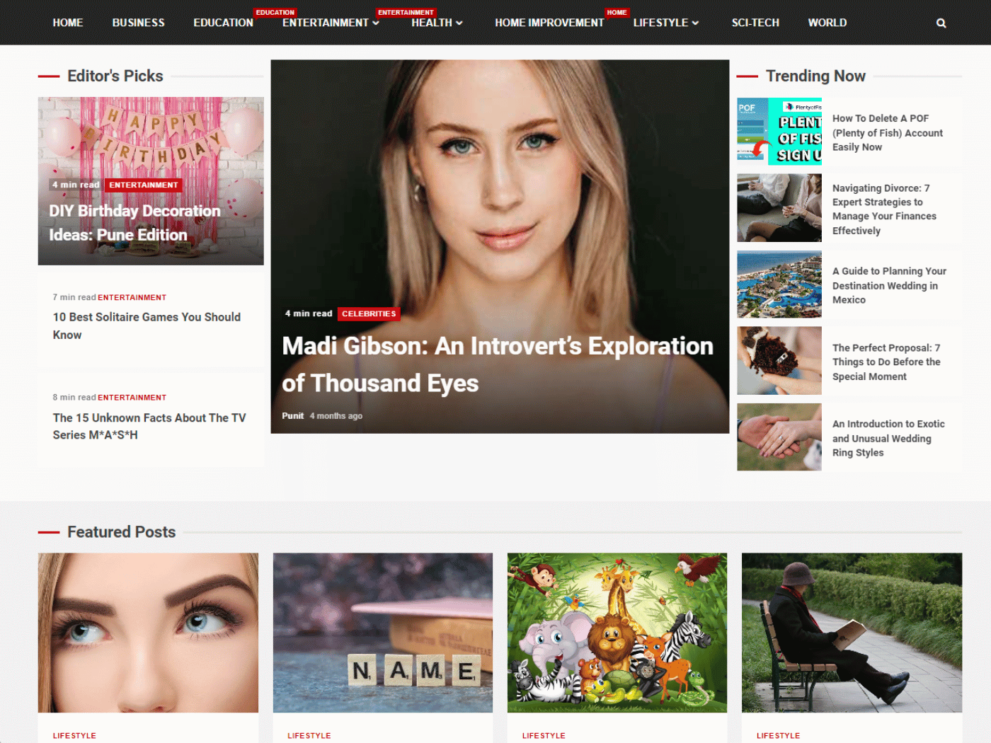 Screenshot of the Articles Reader website