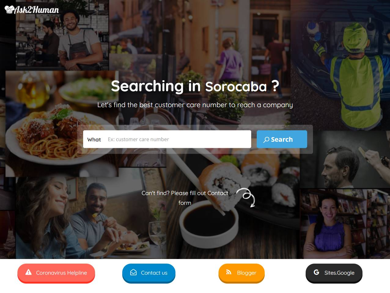 Screenshot of the Ask2Human website