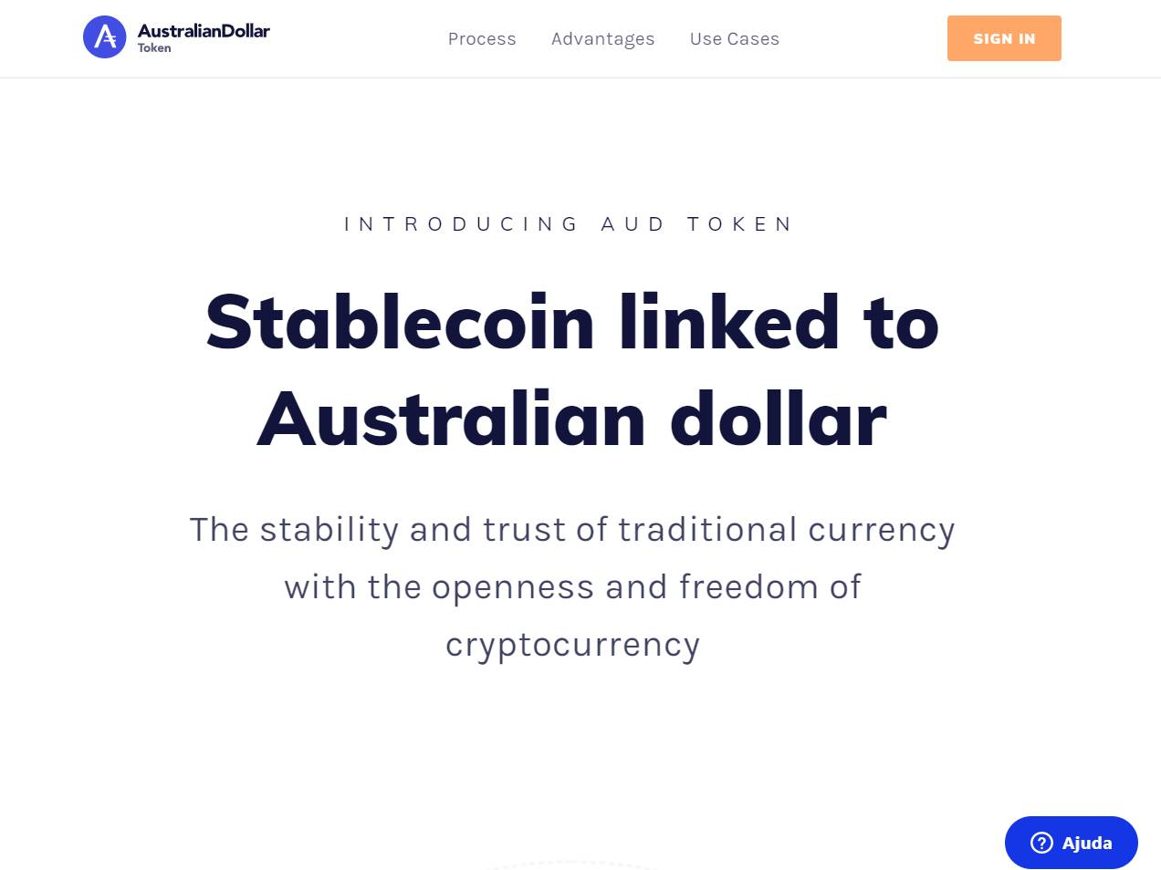 Screenshot of the Australian Dollar Stablecoin website