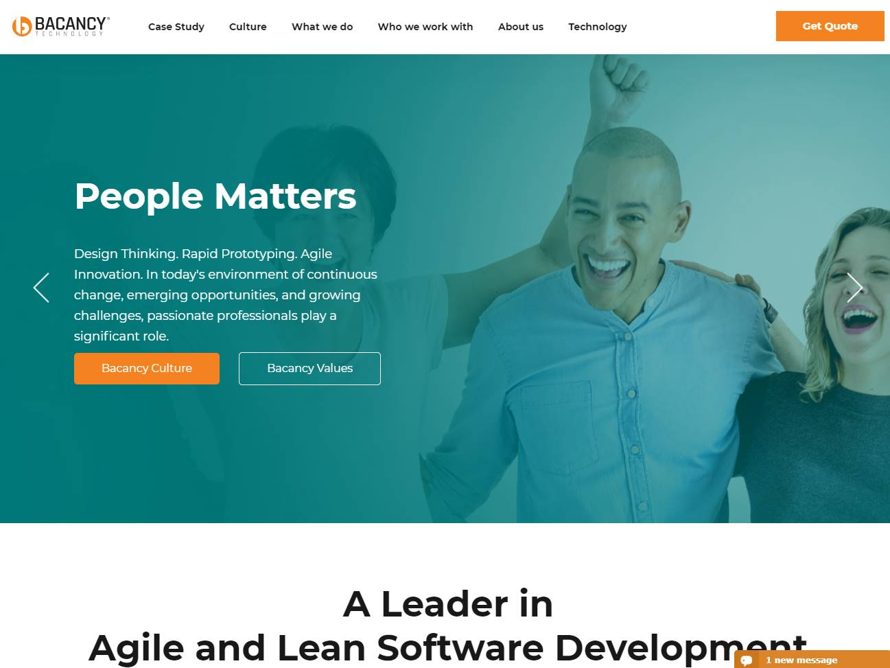 Screenshot of the Bacancy Technology website