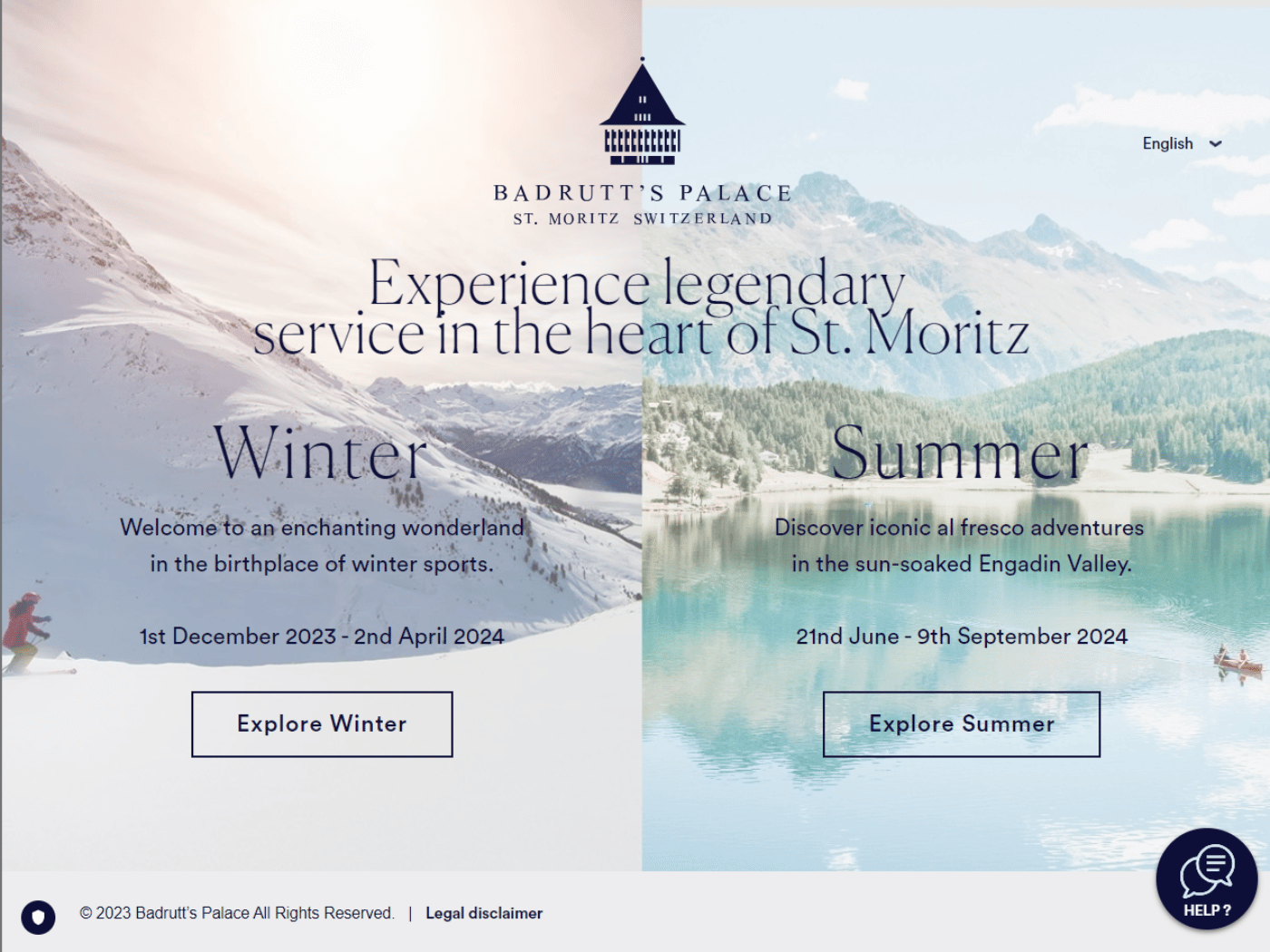 Screenshot of the Badrutt’s Palace Hotel website