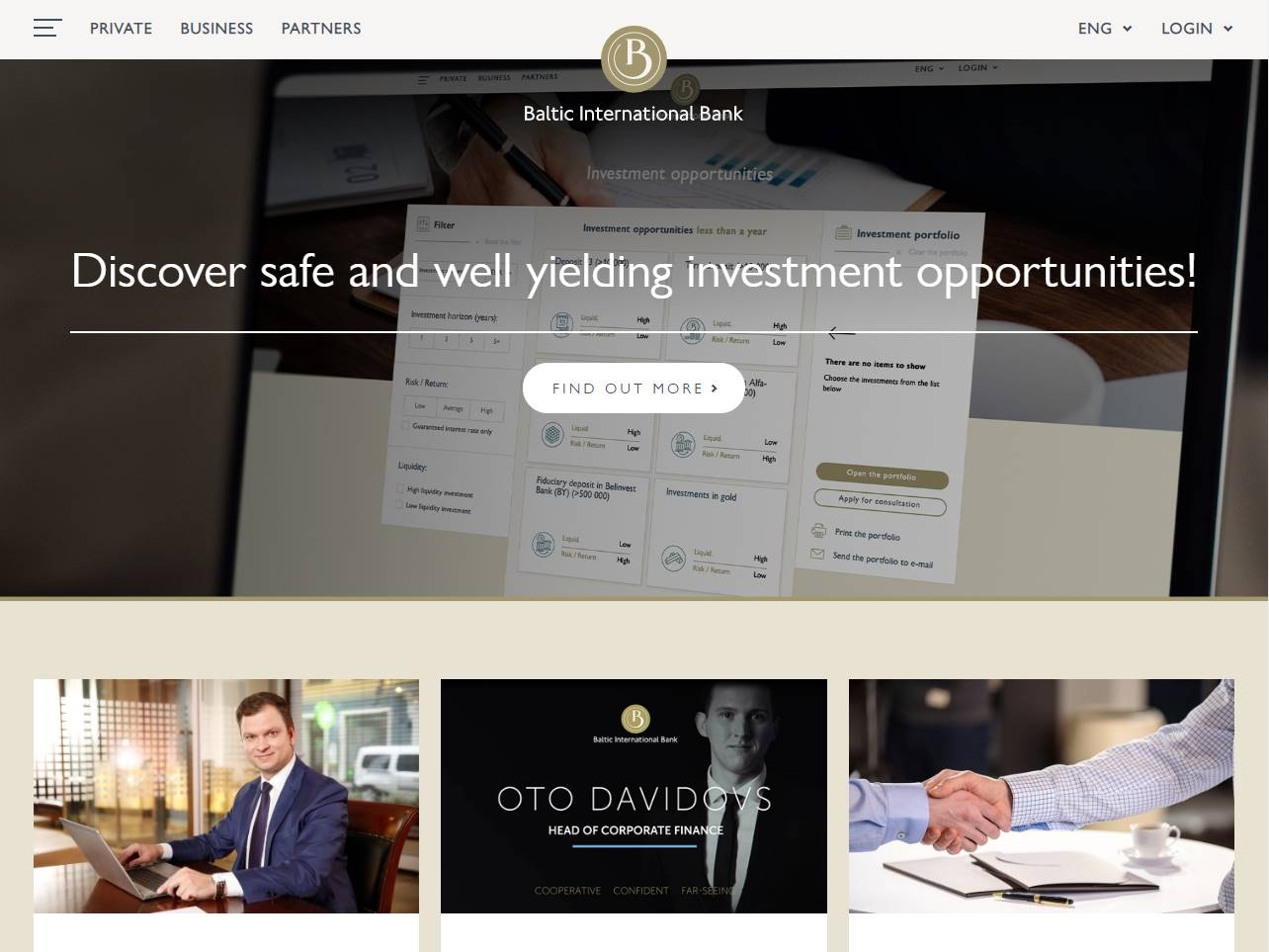 Screenshot of the Baltic International Bank website