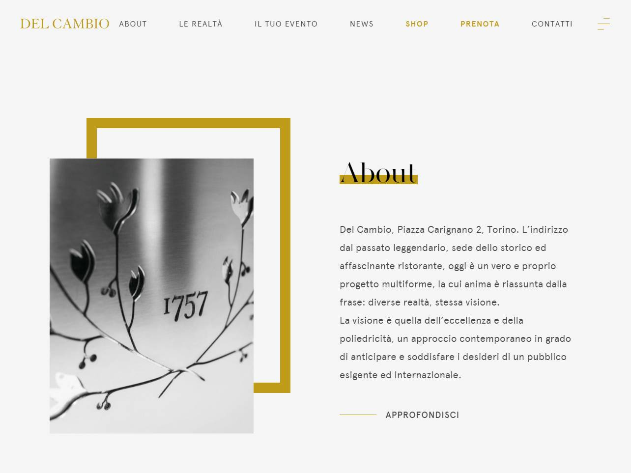 Screenshot of the Bar Cavour Del Cambio Turin website
