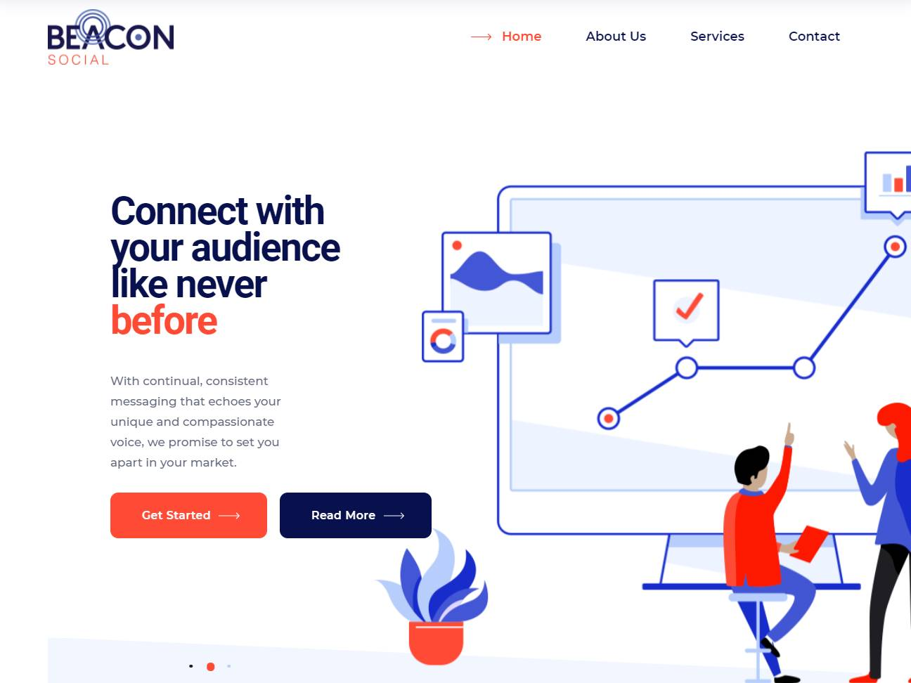 Screenshot of the BeaconSocial website