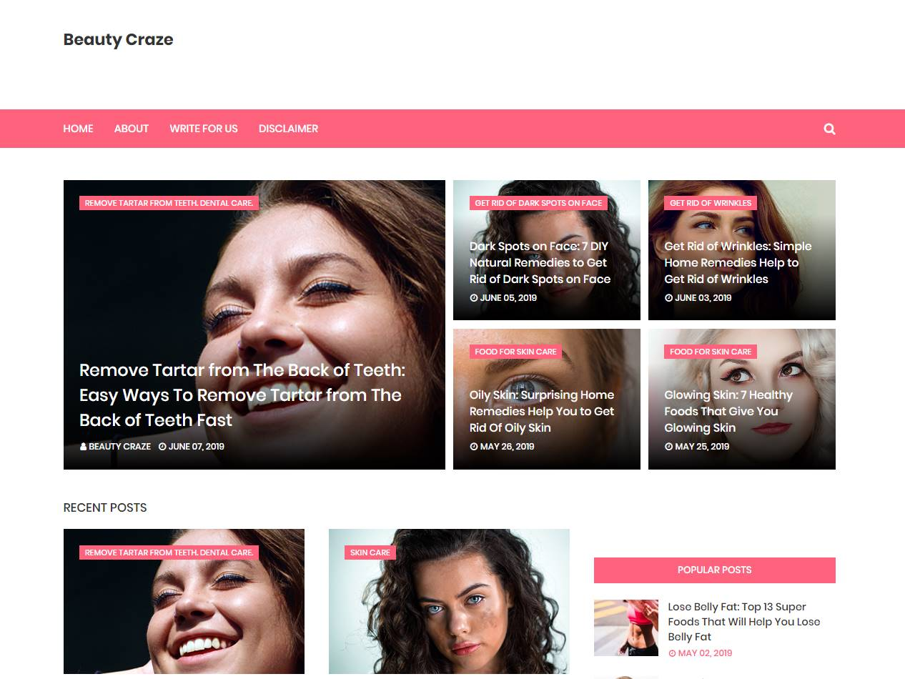Screenshot of the Beauty Craze 99 website