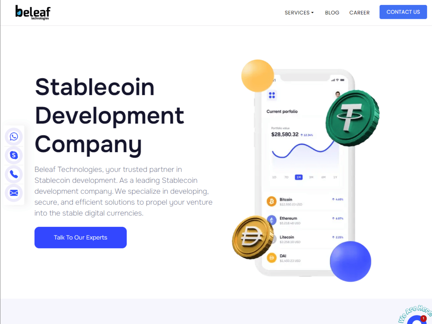 Screenshot of the Beleaf technologies crypto website