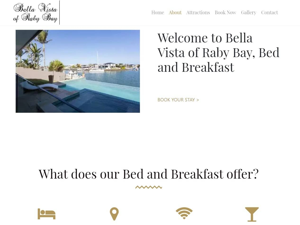 Screenshot of the Bella Vista of Raby Bay website