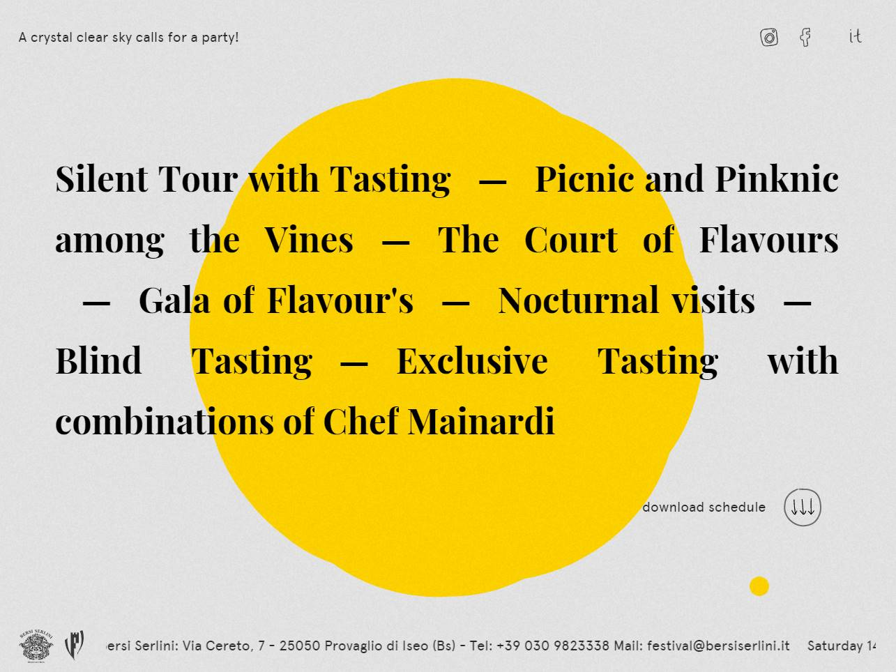 Screenshot of the Bersi Serlini Festival Franciacorta website