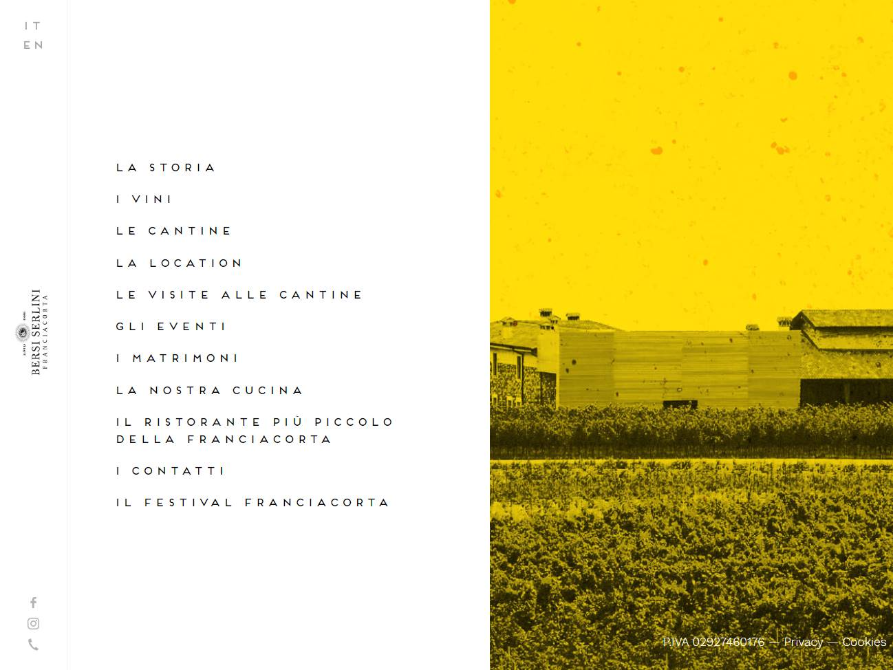Screenshot of the Bersi Serlini Franciacorta website