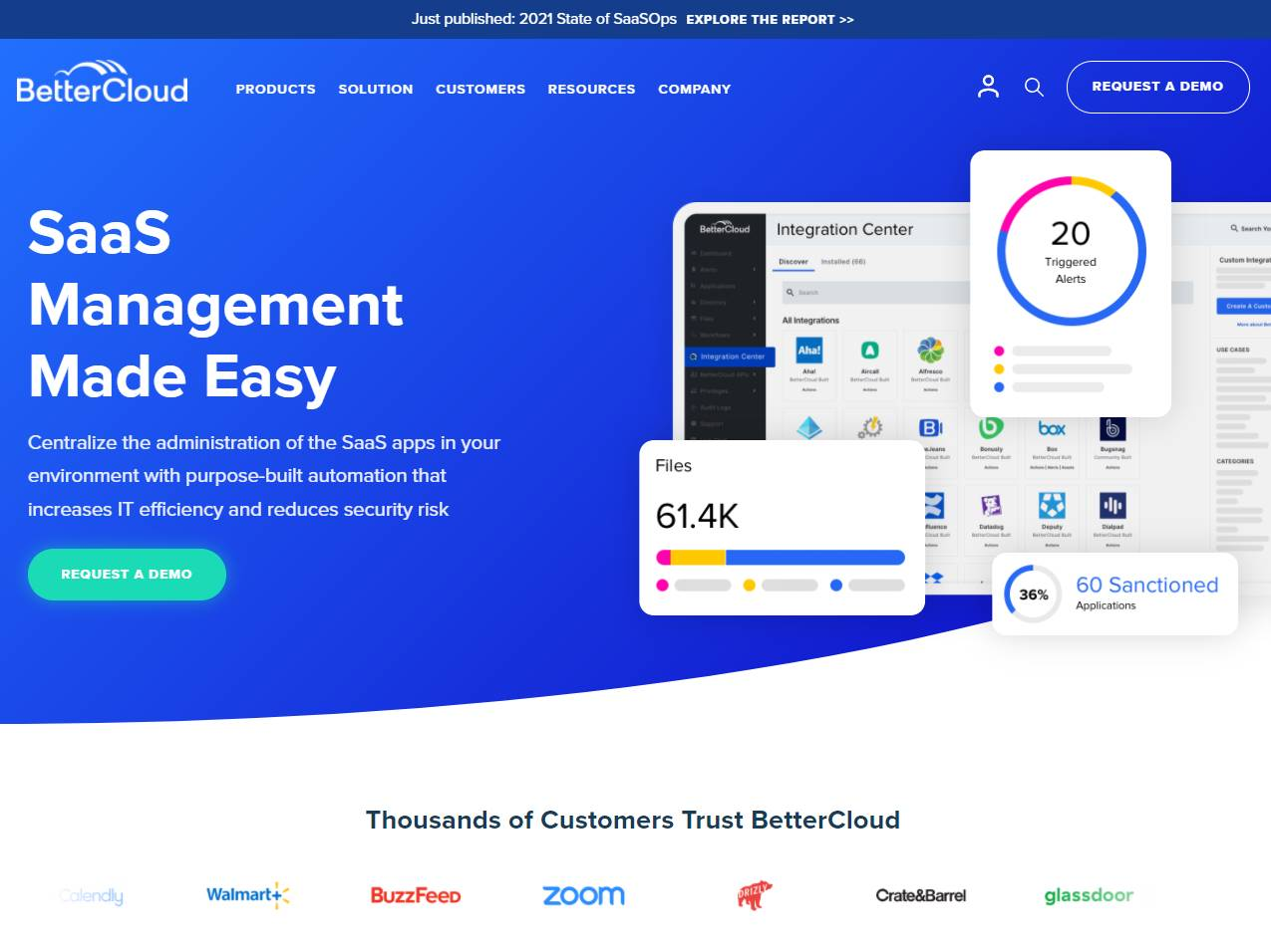 Screenshot of the BetterCloud website