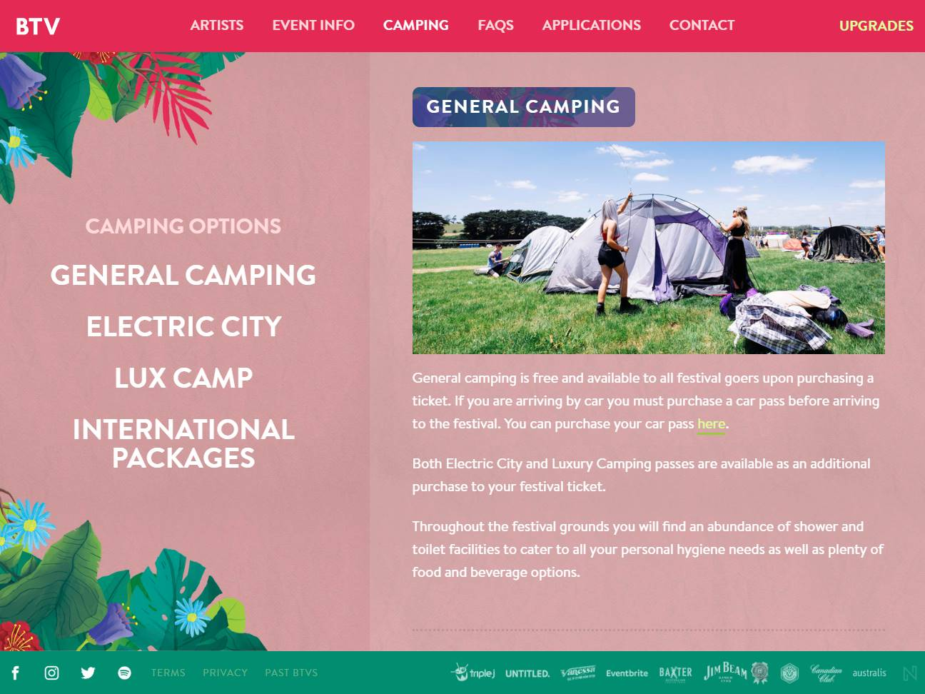 Screenshot of the Beyond The Valley website