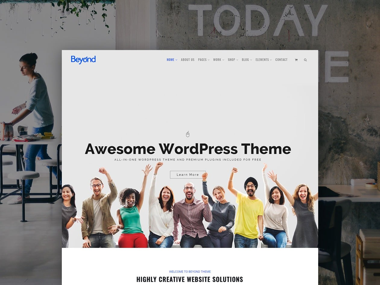Screenshot of the Beyond WordPress Theme website