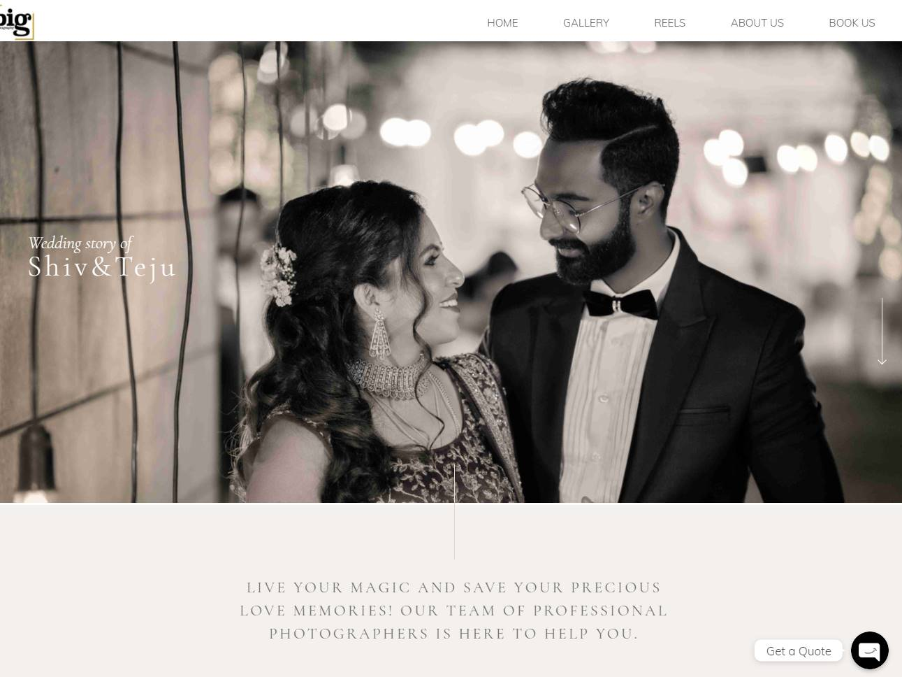 Screenshot of the Big Photography website