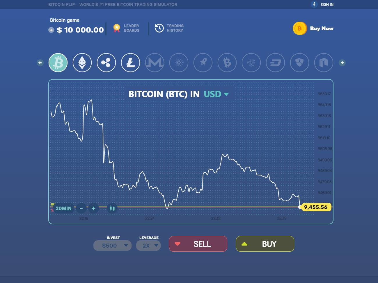 Screenshot of the Bitcoin Flip website