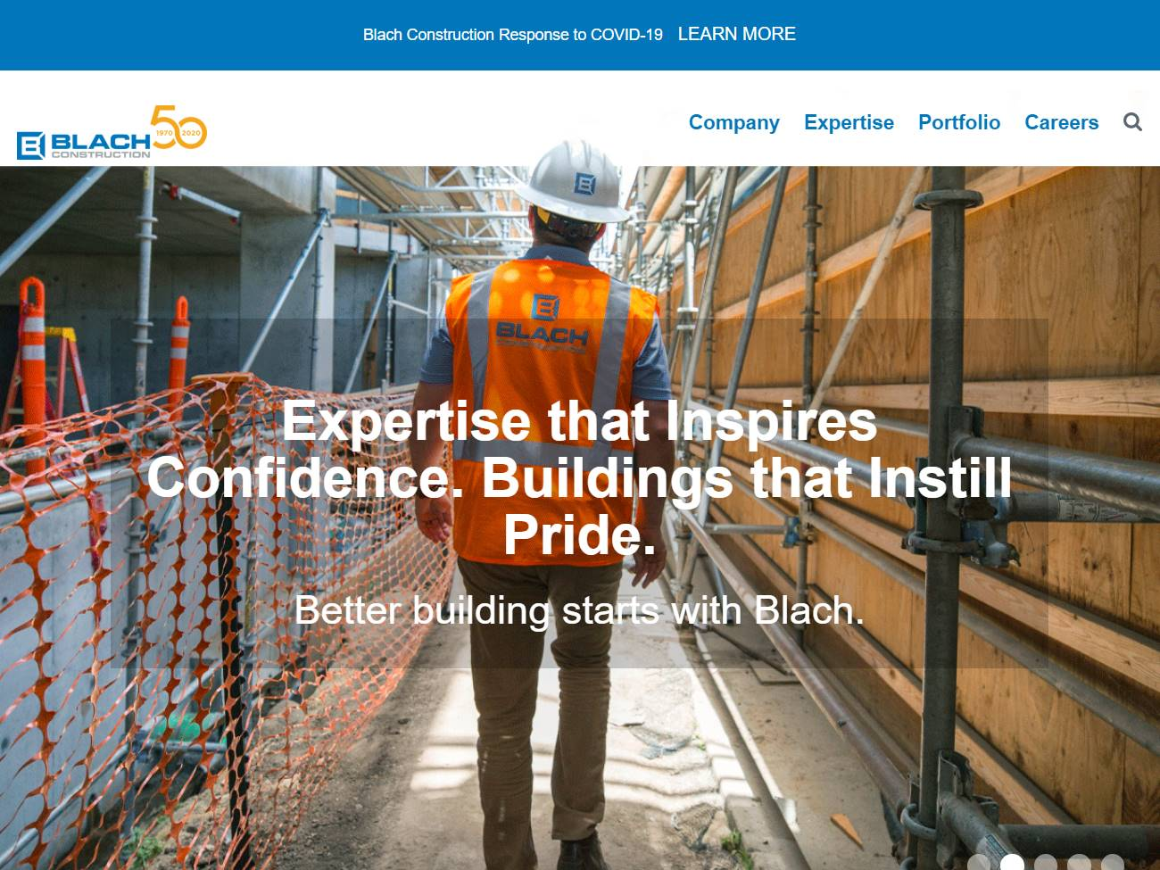 Screenshot of the Blach Construction website