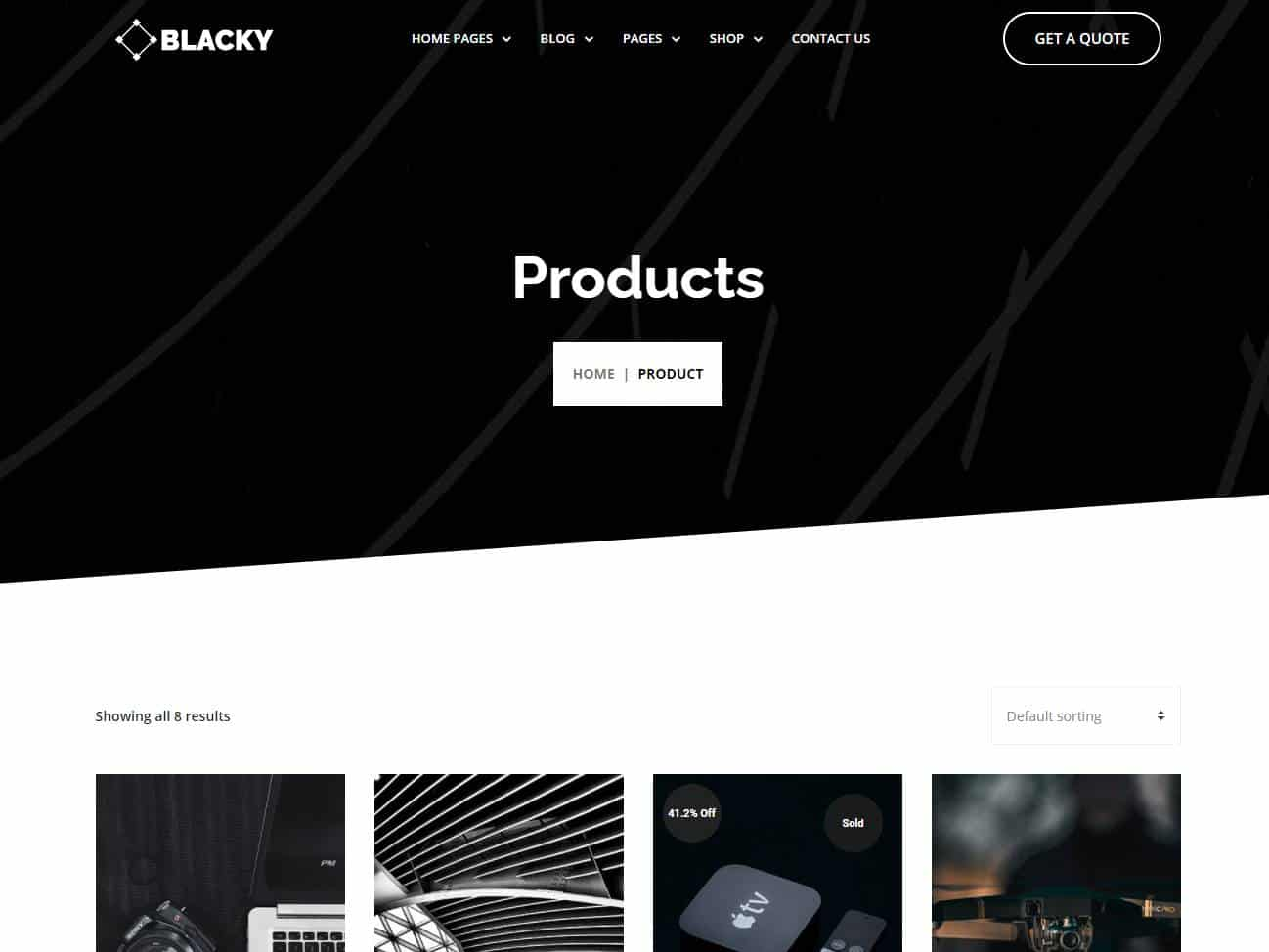 Screenshot of the Blacky website