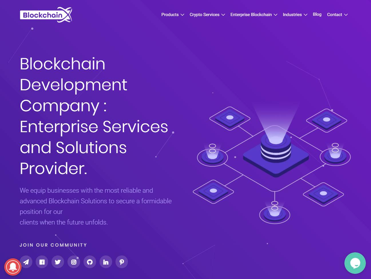 Screenshot of the Blockchainx website