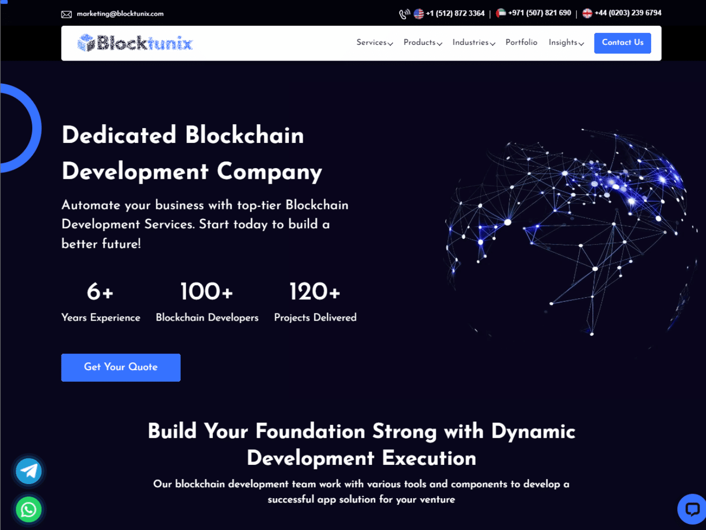 Screenshot of the Blocktunix website