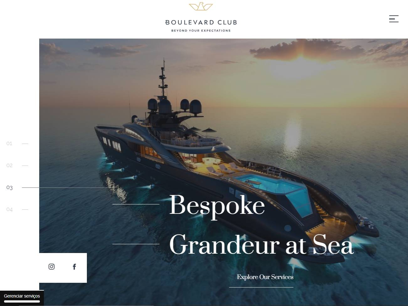 Screenshot of the Boulevard Club website